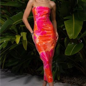 RUNAWAY THE LABEL ORALIE MIDI DRESS NWT US 02 UK 06 AU 06